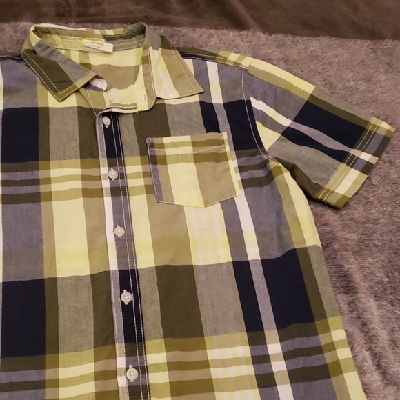 Crazy 8 blue and yellow button down short sleeve - Picture 2 of 5